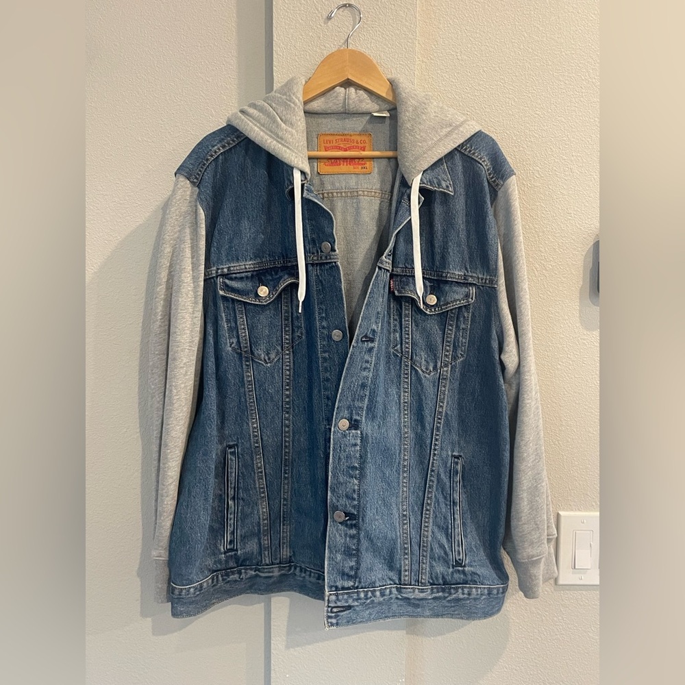 Levi's Classic Jean Jacket with sweatshirt sleeves and hood